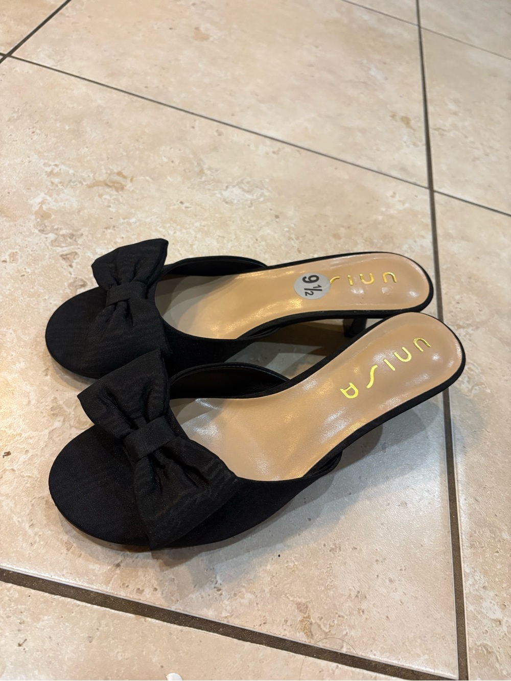 Unisa Black Bow Slip-On Mules